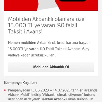 Akbank Sıfır Faiz 15.000Tl Yalanı