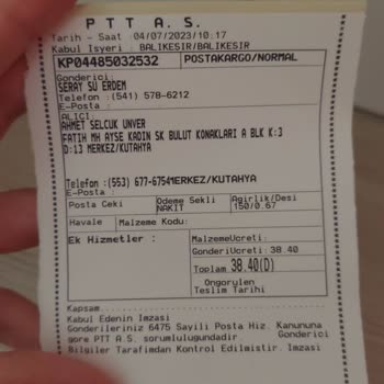 PTT Kargo Sorumsuzluğu-Alınan Para Hatası