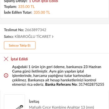 Trendyol İptal Edilen Göndermeyen Ürün