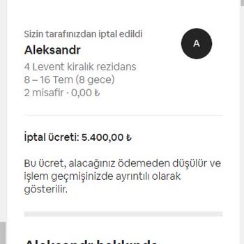 Airbnb Benim İptal Etmediğim Rezervasyona Para Cezası
