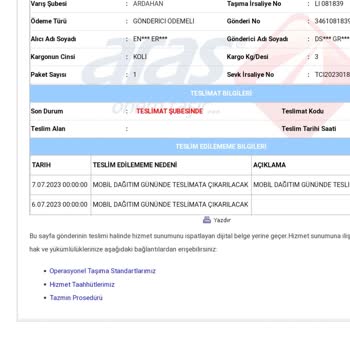 Aras Kargo Şubesi Paketi Sahibine Teslim Etmedi