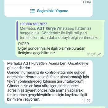 AGT Kurye (aynigunteslim.com) 1 Aydır Getirilemeyen Kargo!