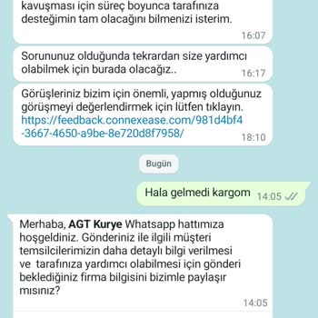 AGT Kurye (aynigunteslim.com) 1 Aydır Getirilemeyen Kargo!