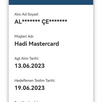 AGT Kurye (aynigunteslim.com) Hadi Mastercard 1 Aydır AGT Kuryede Ve Hala Teslim Edilmedi
