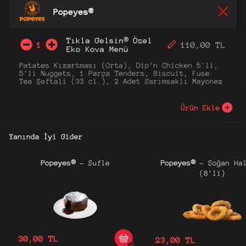 Tıkla Gelsin Popeyes Özel Menüsünde Yanlış/Yalan Fiyatlandırma