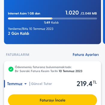 Turkcell Otomatik Paket Aşımı İptal Talebi
