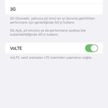 Vodafone İPhone 14 Pro Max Hücre Ayarlarımda LTE Seçeneği Yok