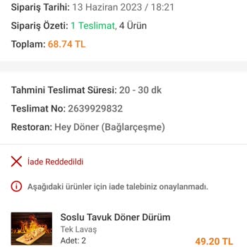Trendyol Yemeğim Teslim Edilmemesine Rağmen Ücretimi Vermiyor!