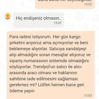 Horoz Lojistik Trendyol'dan Aldığım Sandalye İle İlgili Sorunlar
