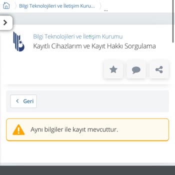BTK (Bilgi Teknolojileri ve İletişim Kurumu) Aynı Bilgiler İle Kayıt Mevcuttur Hatası