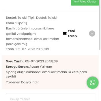 Abuello Oluşturduğum Sipariş İçin İki Kere Para Çekildi Ve İadesi Yapılmadı