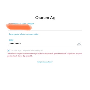 Snapchat Hesabına Giriş Yapamıyorum