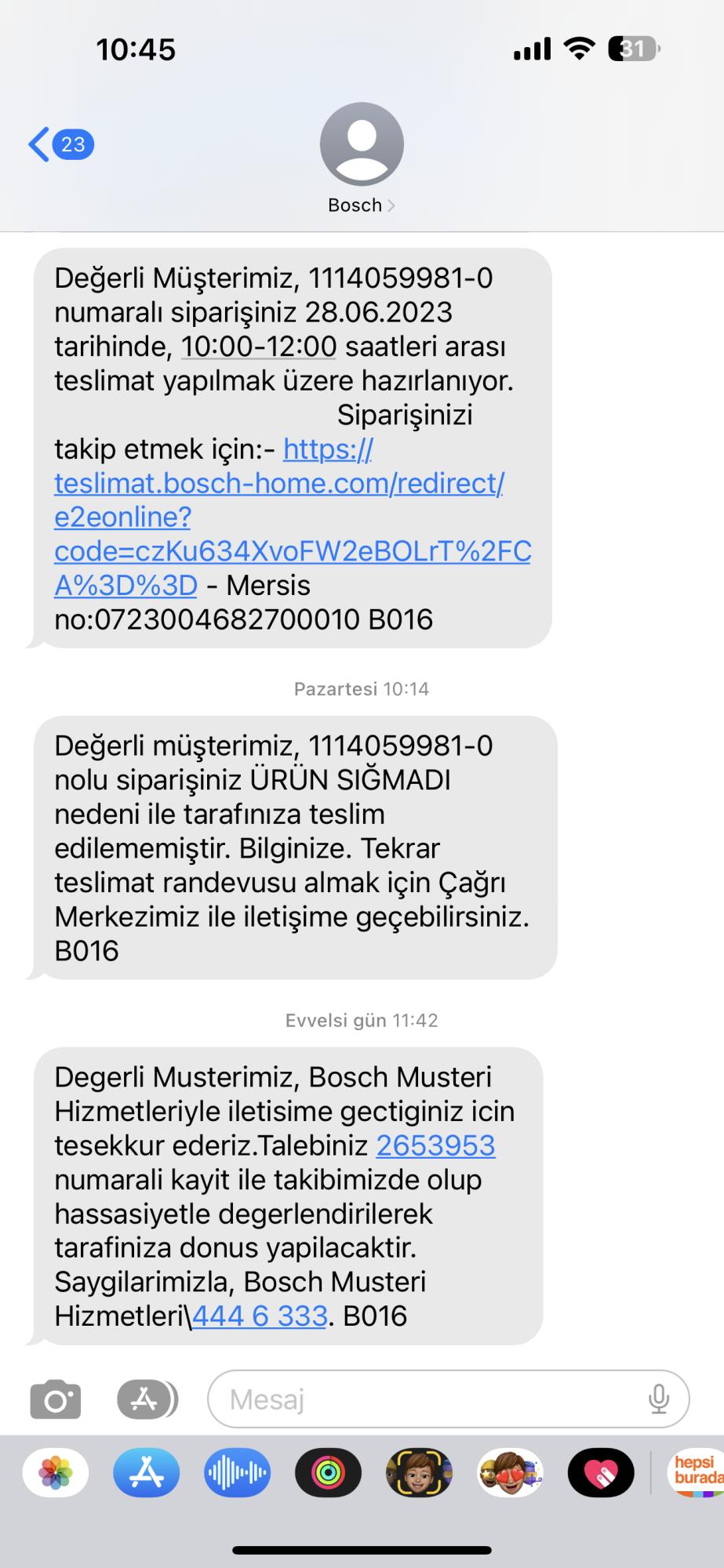 Bosch 2 Haftad r Sipari Verdi imiz r n Gelmedi ikayetvar