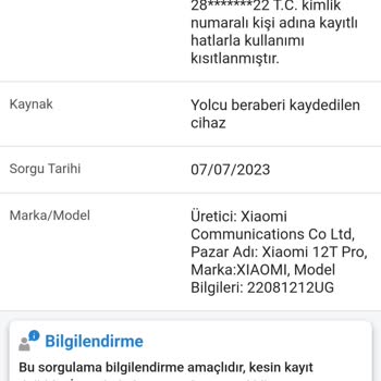 BTK Mi 12T Pro Kayıt Yaptıktan Sonra Kapandı.
