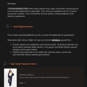 Trendyol İademin 1 Aydır Sonuçlanmaması
