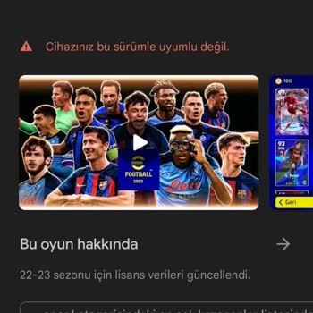 Google Play Samsung A13 Cihazıma Efootball 2023 İndirilmiyor