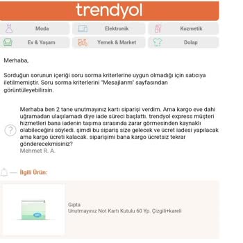 Trendyol Express Ürün Siparişi İle İlgili Sıkıntılar