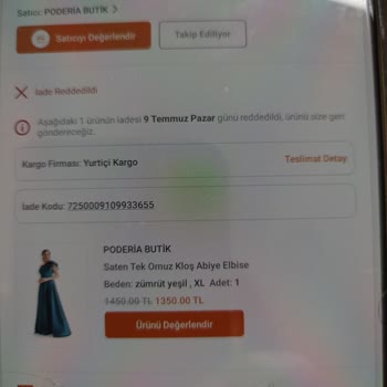 Trendyol'dan Aldığım Elbise İadesi Kabul Edilmedi