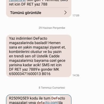 DeFacto SMS İle Mesaj Atıyor İndirim Var Diye Ayağına Geliyoruz Yok
