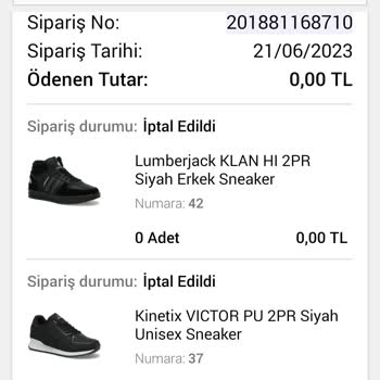 FLO Ayakkabı Sipariş Ettiğim Ürün Gönderilmeyip Bilgim Haricinde İptal Edildi.