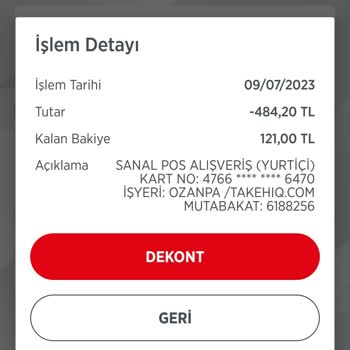 Takehiq.com Siparişimin İnternet Adresinde Gözükmeyip Fiyat Ücretinin Alınması