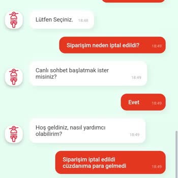 Tıkla Gelsin Sipariş İptalinde Ücret Ödenmemesi