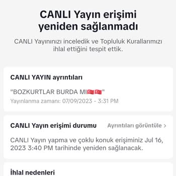 TikTok Yayını Kısıtlaması Geldi
