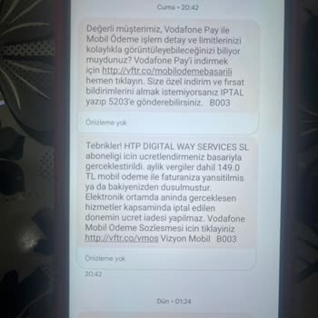 Vodafone Htp Digital Way Services Aboneliğimi İptal Etmek İstiyorum