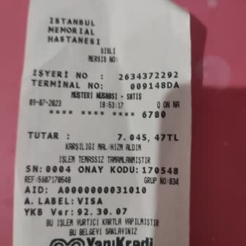 Şişli Memorial Hastanesi Acil Servis Haksız Ücret