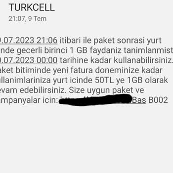 Turkcell 1 GB Tanımlaması