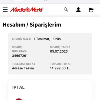 Media Markt Siparişimi İptal Etti