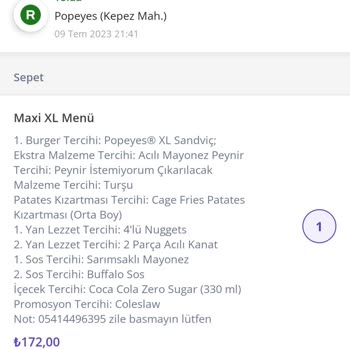 Popeyes Sipariş Hala Teslim Edilmedi