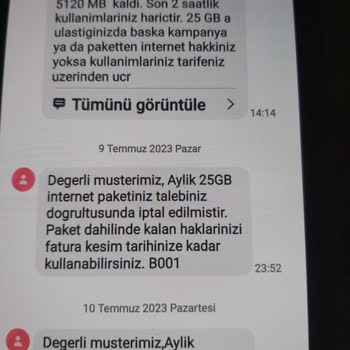 Türk Telekom Paket İptal Ettiğim Halde Uygulamada Gözüküyor