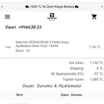 Salomon-turkiye.com.tr 'den Aldığım Ürün Hala Teslim Edilmedi