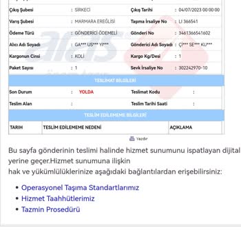 Aras Kargo Teslim Edilemeyen Ürün