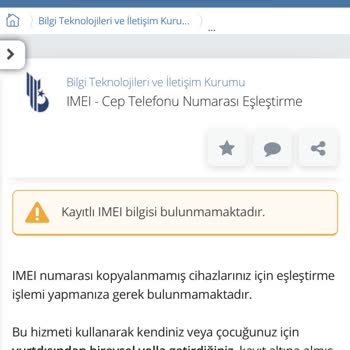 BTK (Bilgi Teknolojileri ve İletişim Kurumu) IMEI Kayıt Sonrası Servis Yok Uyarısı