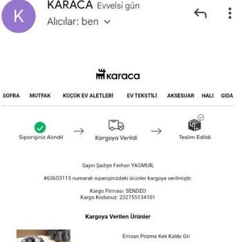 Karaca Züccaciye Adresimi Yanlış Almışlar