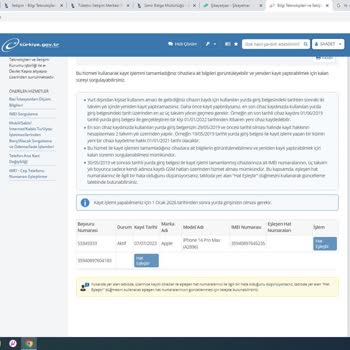BTK Ulaşılmıyor IMEI Kayıt Hat Eşleşmesi