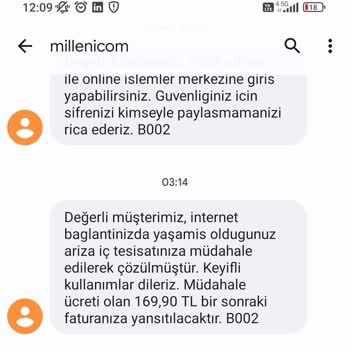 Millenicom Haksız Kazanç Teknik Ekip Geldi Denilerek Ücret Talep Edilmesi
