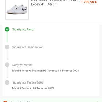 In Street Siparişimin Kargoya Verilmemesi.