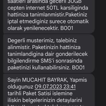 Türk Telekom Kullanmadığım Paketin Ücreti Yansıdı.