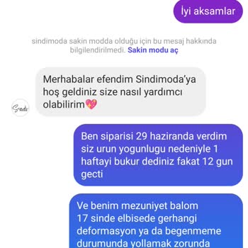 Sindimoda 2 Hafta Olmasına Rağmen Hala Ürünüm Kargoya Verilmedi!