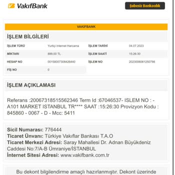 A101 İade Talebime Muhatap