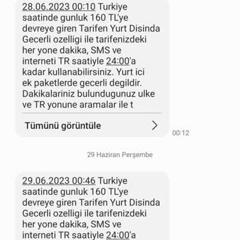 Turkcell Kullanılmayan Yurt Dışı Tarifesi