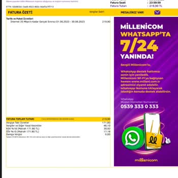 Millenicom Tarife Ücretleri Tutarsızlığı