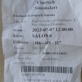 Cinetech Sinema Biletinde Yanlış Tarife Uygulaması