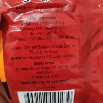 Şimşek Bisküvi ve Gıda Şimşek Bisküvi A. Ş'nin A101 İçin Üretilen Krakerinde Plastik Çıktı