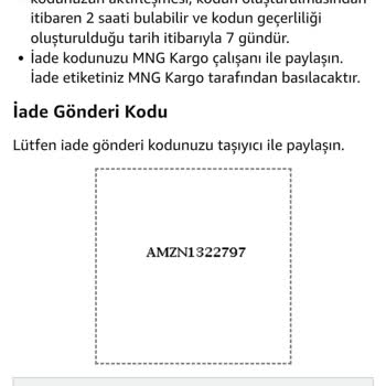 Amazon İade Kodu Geçersiz