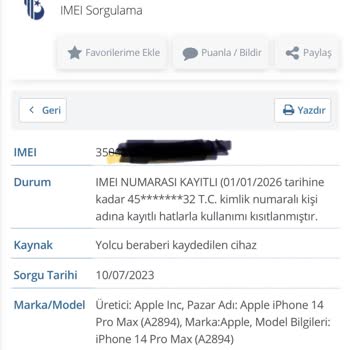 BTK (Bilgi Teknolojileri ve İletişim Kurumu) IMEI Kaydı Kayıt Problemi