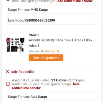 Trendyol Arzum Ar5500 Tıraş Seti Ürün 11 Ocak 2023 Tarihinde Alındı